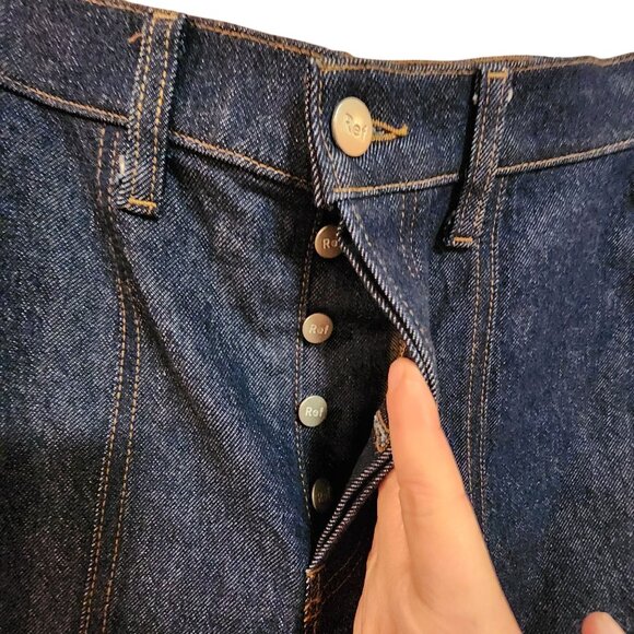 Reformation Denim Charlie High Rise Seamed Button Fly Straight Leg Jeans OXO - Picture 3 of 5